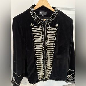 Zara embroidered velvet military jacket size XL